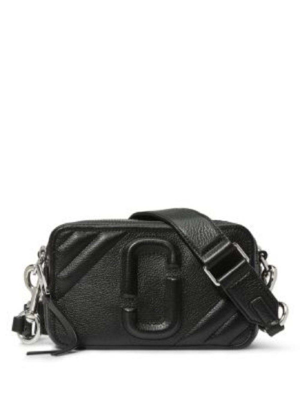 Marc Jacobs Black Leather Moto 21 Crossbody Camera Bag with Wide Strap